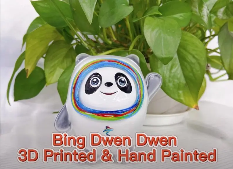 Bing dwen dwen 3D พิมพ์และมือทาสีอย่างเป็นทางการปักกิ่ง2022โอลิมปิกมิ่งขวัญ